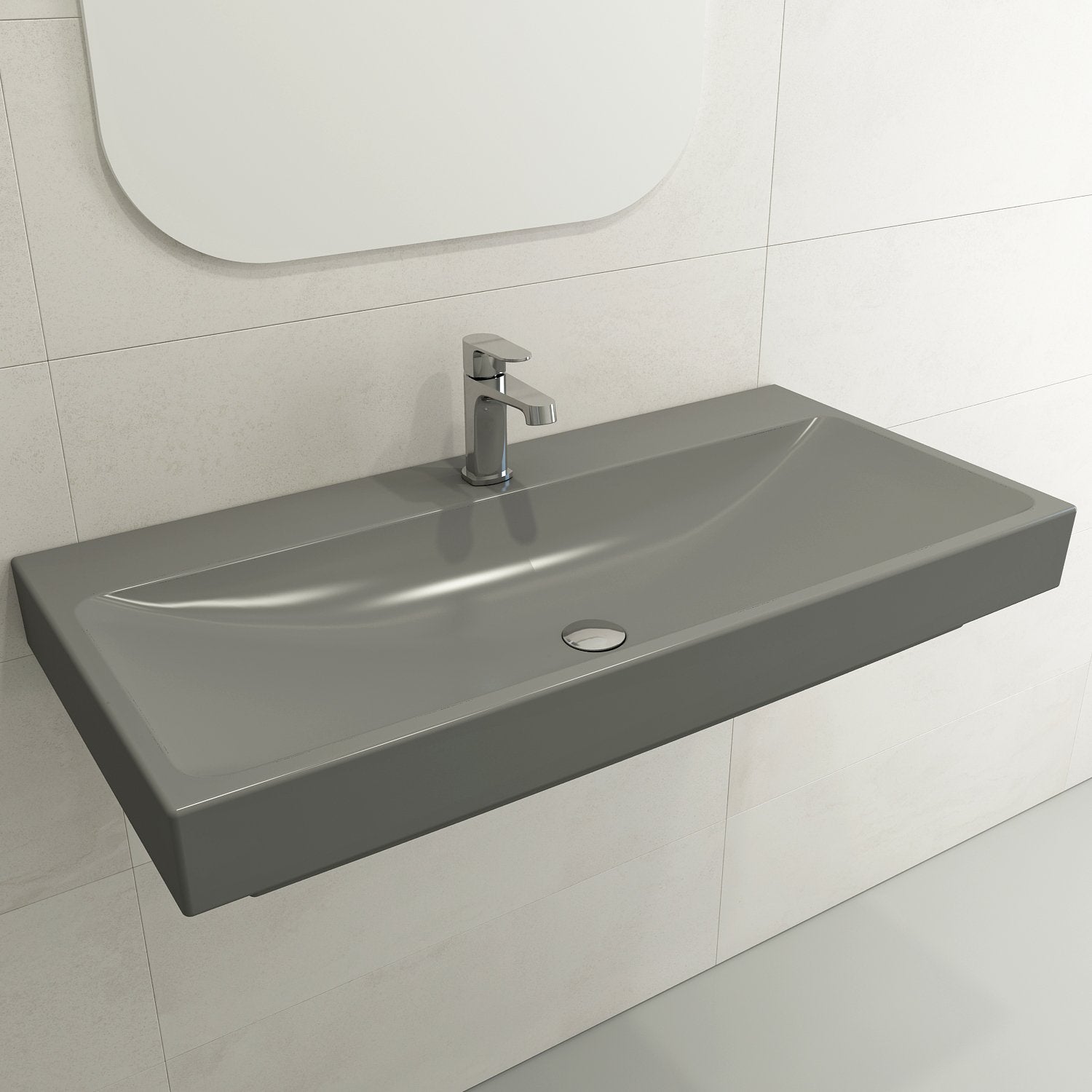 Scala Arch Wall-Mounted Sink Fireclay 39.75 in. 1-Hole 1079