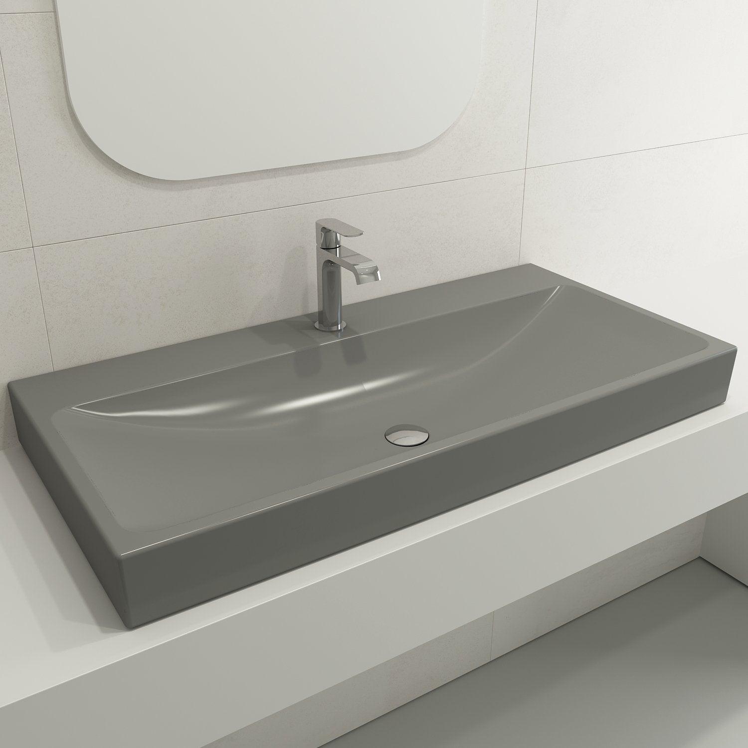Scala Arch Wall-Mounted Sink Fireclay 39.75 in. 1-Hole 1079
