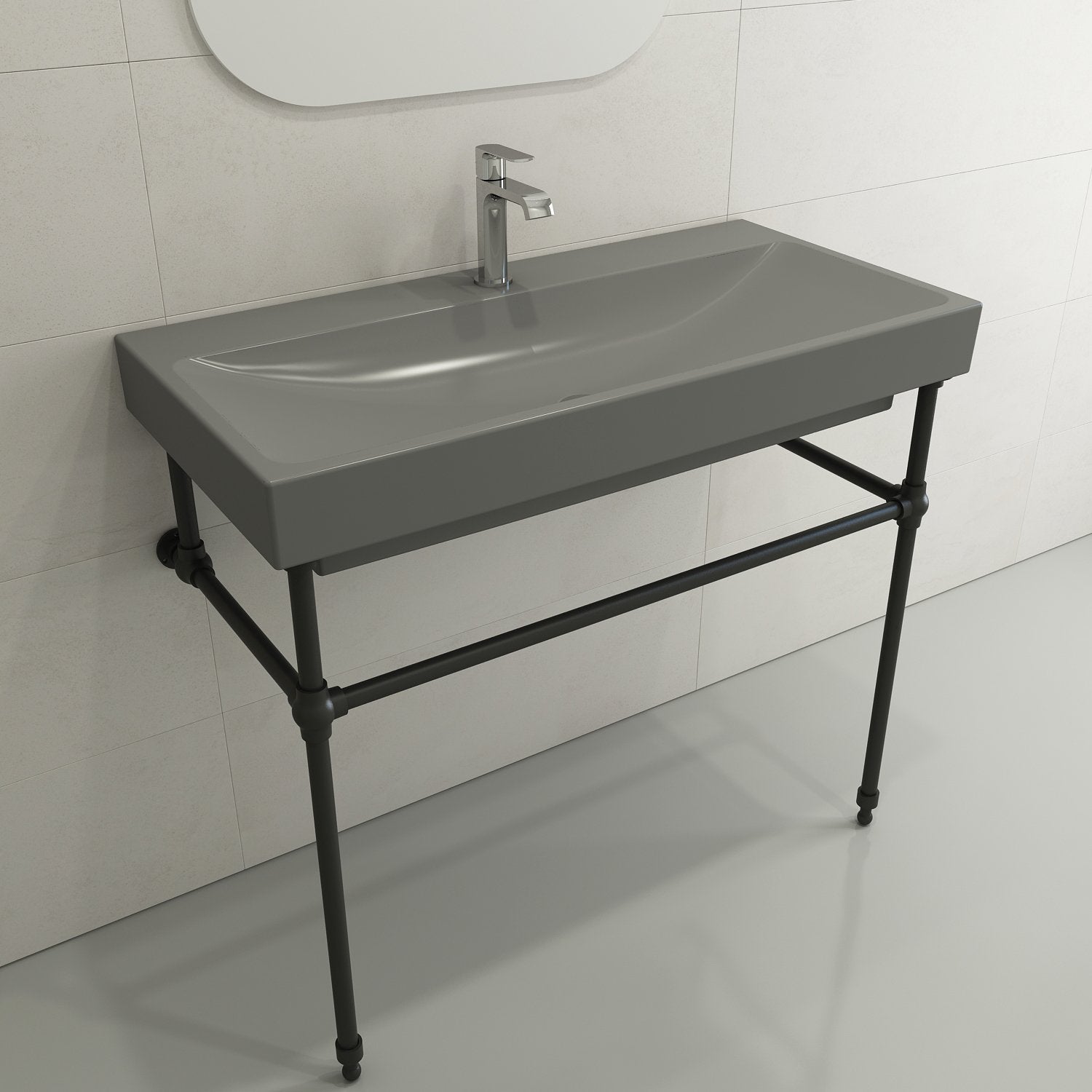 Scala Arch Wall-Mounted Sink Fireclay 39.75 in. 1-Hole 1079