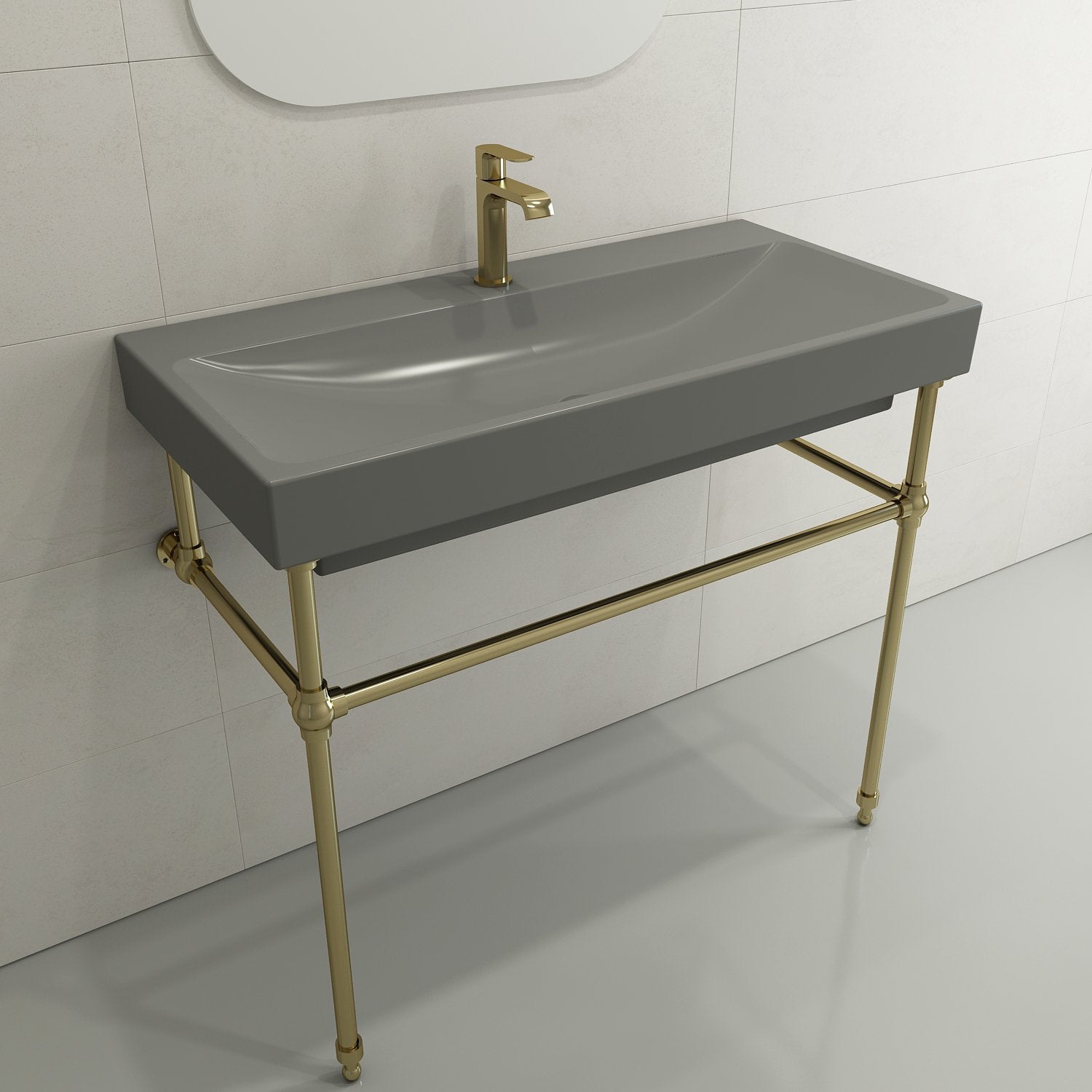 Scala Arch Wall-Mounted Sink Fireclay 39.75 in. 1-Hole 1079