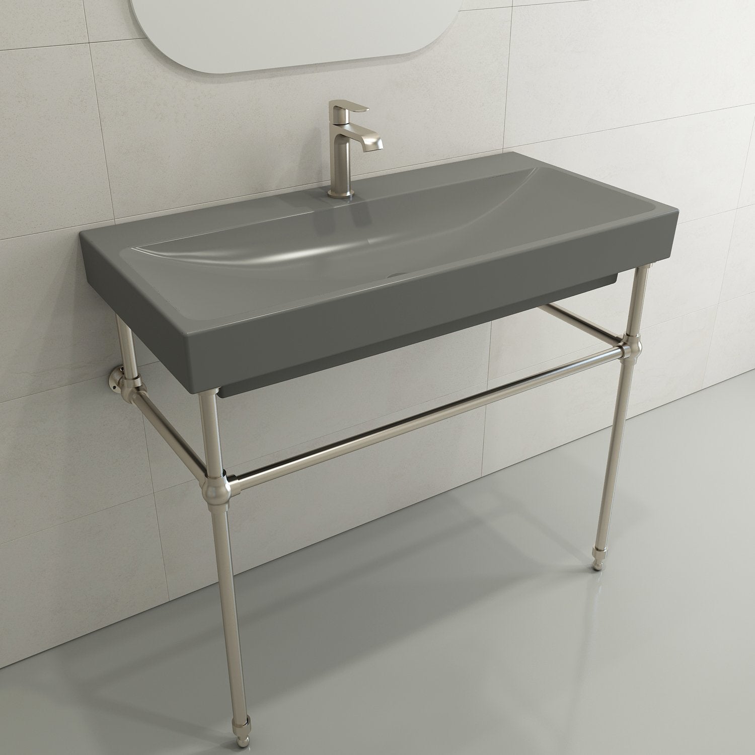 Scala Arch Wall-Mounted Sink Fireclay 39.75 in. 1-Hole 1079