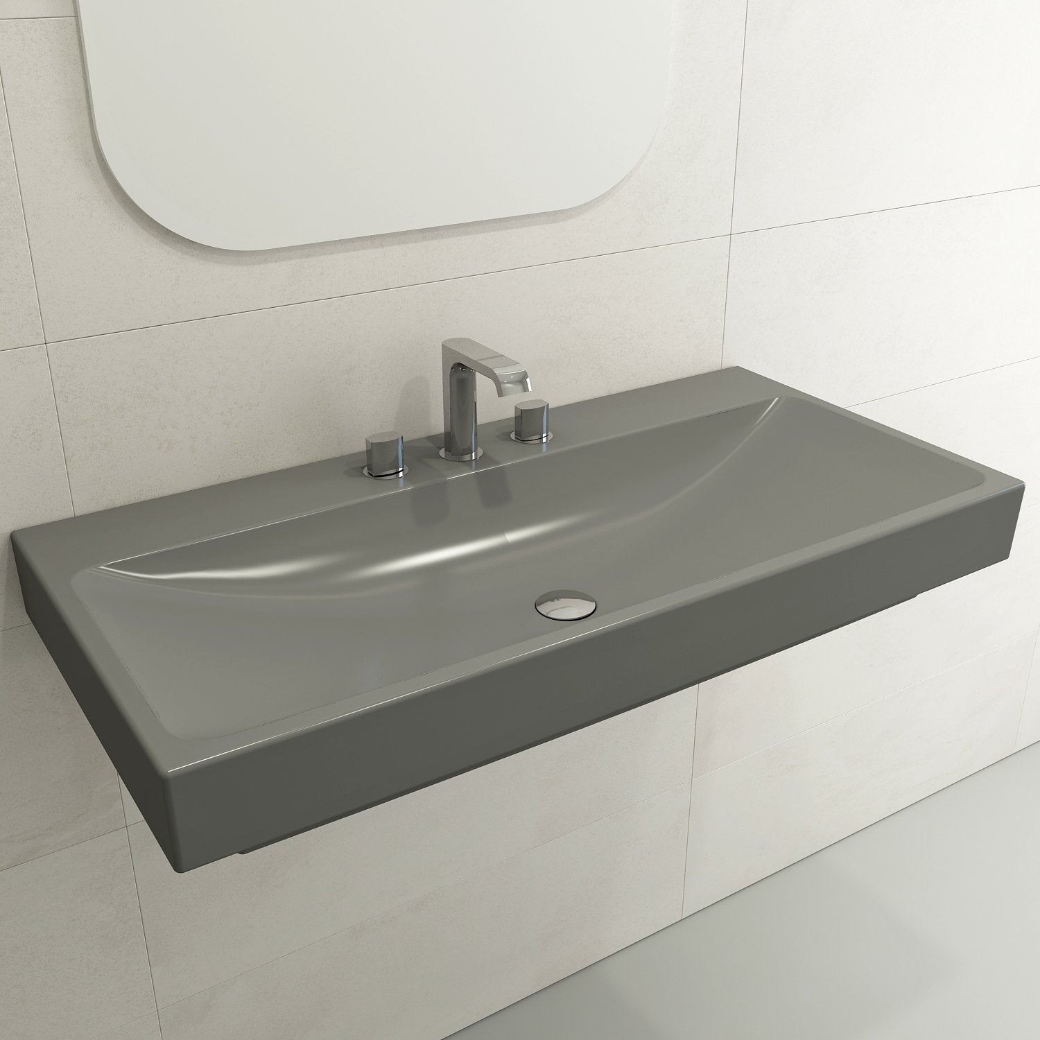 Scala Arch Wall-Mounted Sink Fireclay 39.75 in. 3-Hole 1079