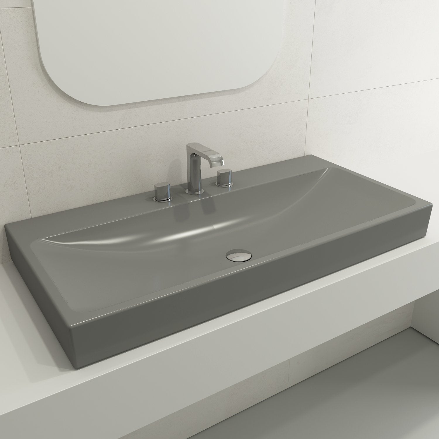 Scala Arch Wall-Mounted Sink Fireclay 39.75 in. 3-Hole 1079