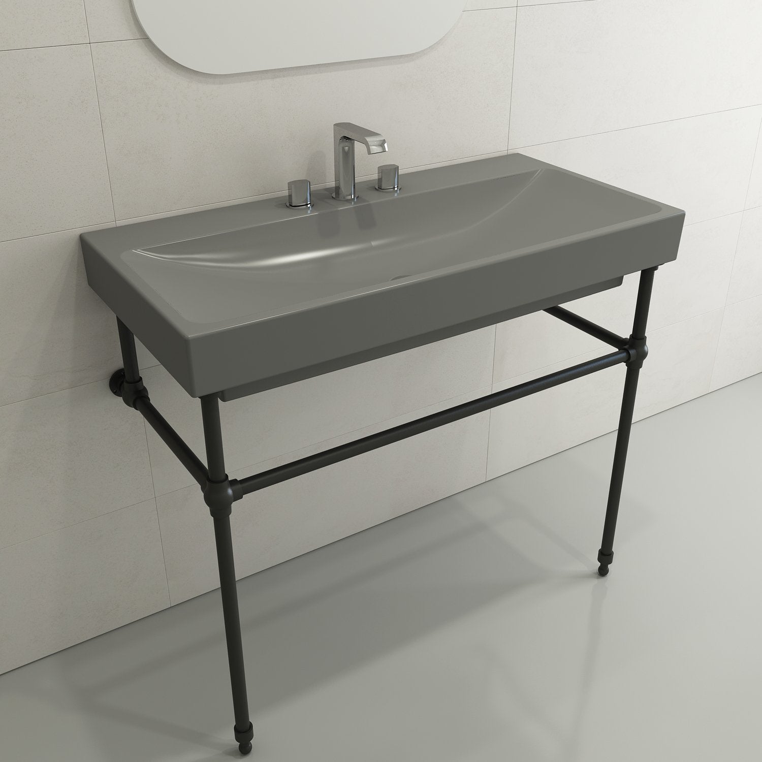Scala Arch Wall-Mounted Sink Fireclay 39.75 in. 3-Hole 1079
