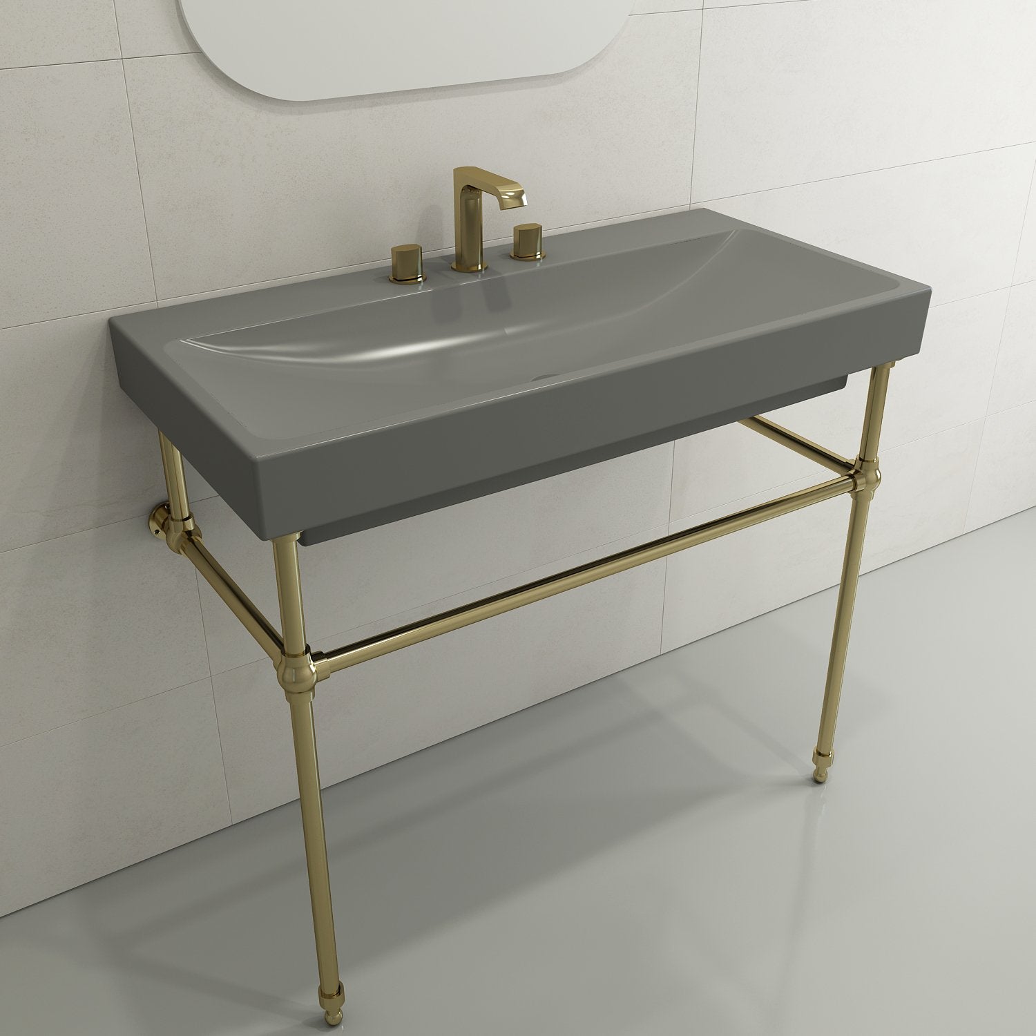 Scala Arch Wall-Mounted Sink Fireclay 39.75 in. 3-Hole 1079