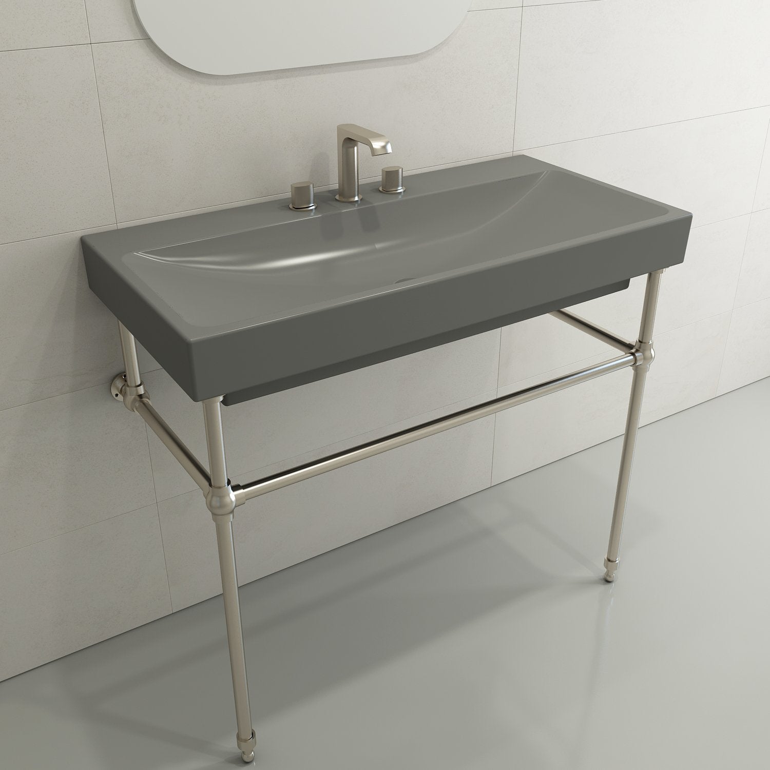 Scala Arch Wall-Mounted Sink Fireclay 39.75 in. 3-Hole 1079