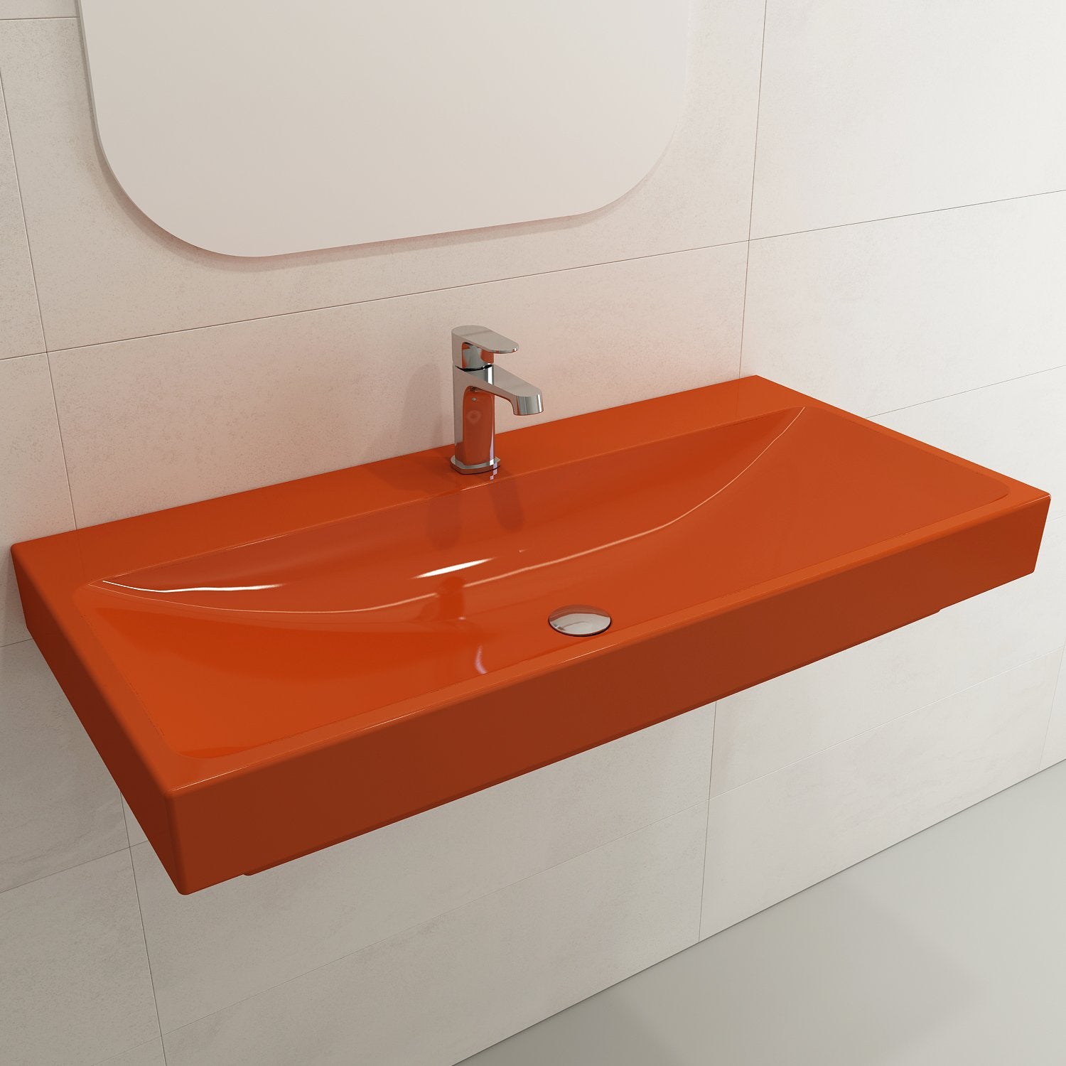 Scala Arch Wall-Mounted Sink Fireclay 39.75 in. 1-Hole 1079