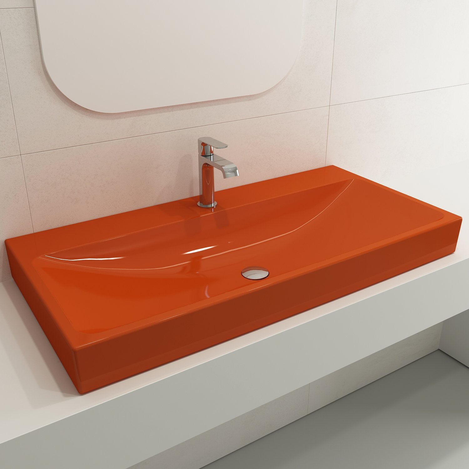 Scala Arch Wall-Mounted Sink Fireclay 39.75 in. 1-Hole 1079
