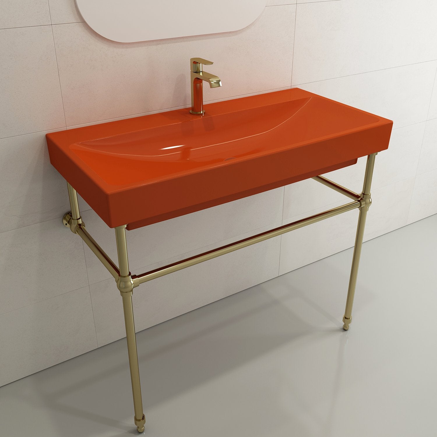 Scala Arch Wall-Mounted Sink Fireclay 39.75 in. 1-Hole 1079