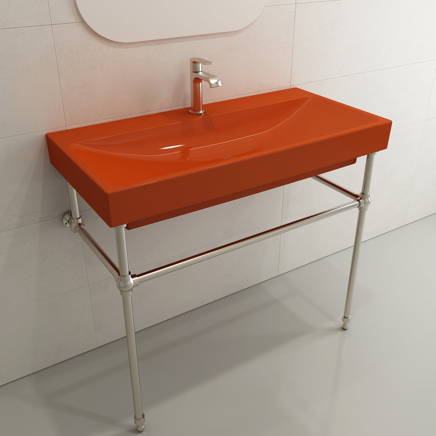 Scala Arch Wall-Mounted Sink Fireclay 39.75 in. 1-Hole 1079