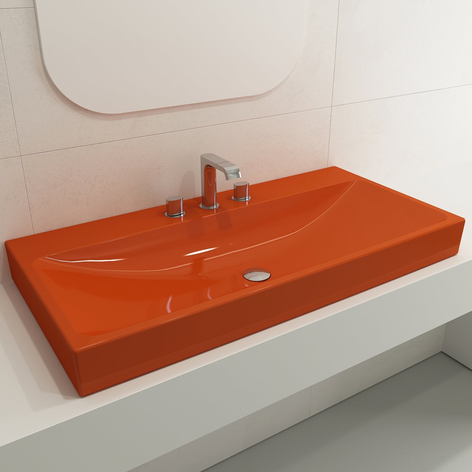 Scala Arch Wall-Mounted Sink Fireclay 39.75 in. 3-Hole 1079