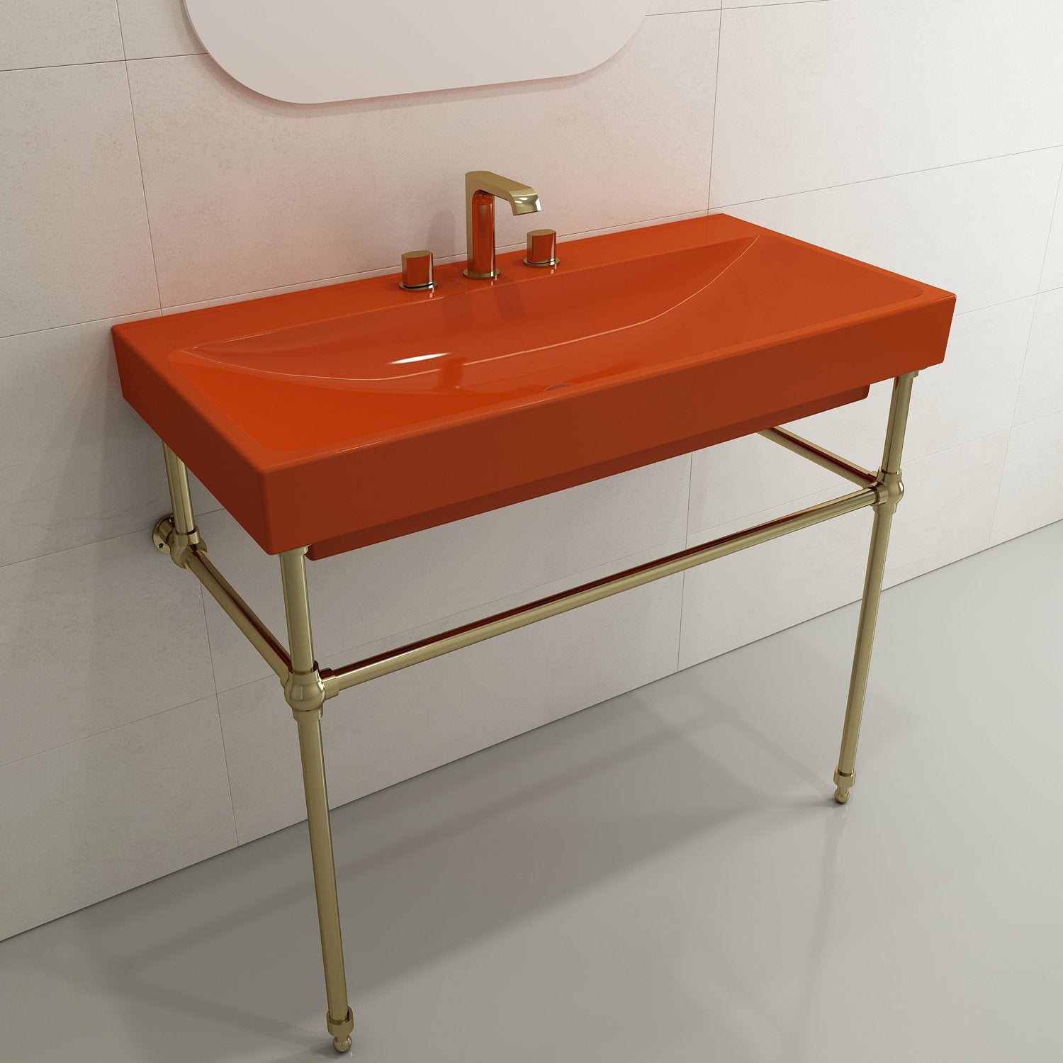 Scala Arch Wall-Mounted Sink Fireclay 39.75 in. 3-Hole 1079
