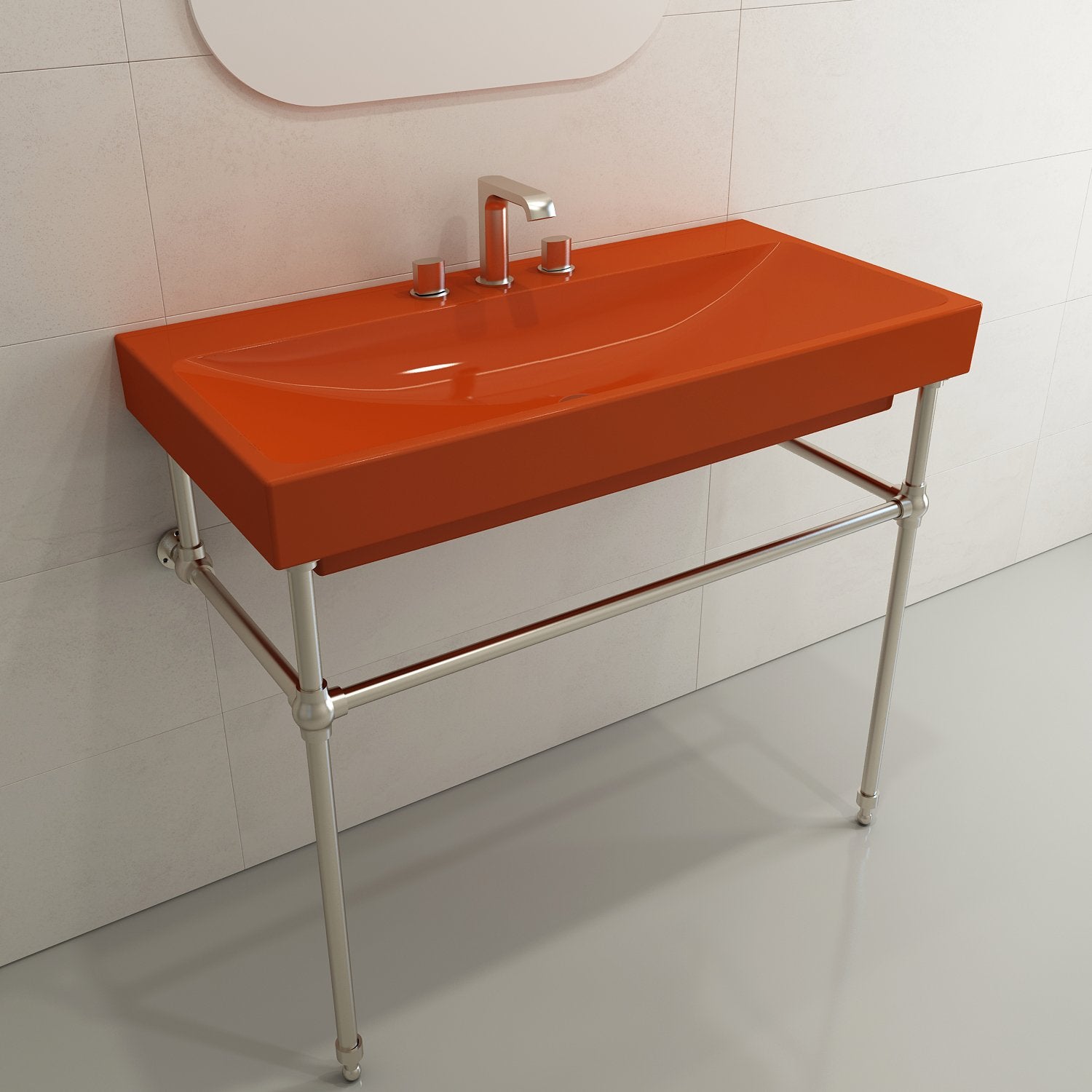 Scala Arch Wall-Mounted Sink Fireclay 39.75 in. 3-Hole 1079