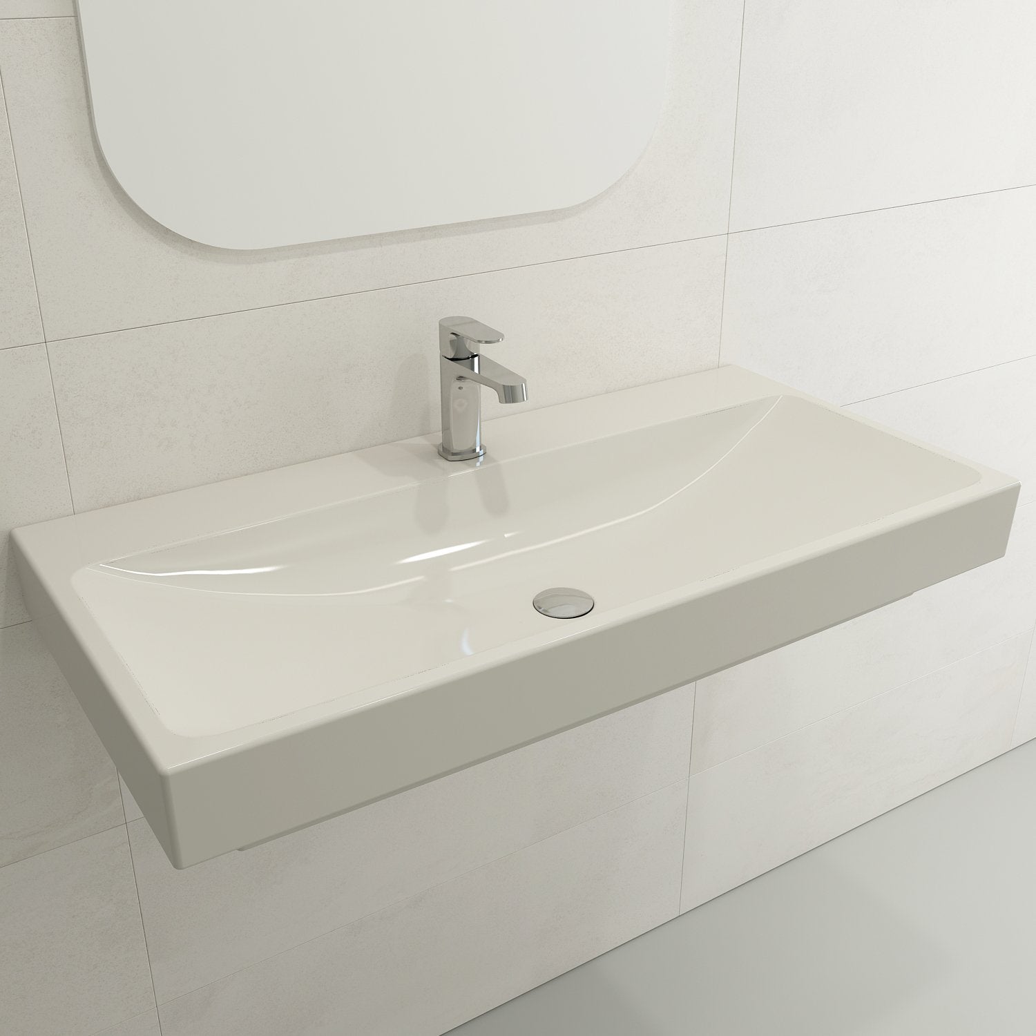 Scala Arch Wall-Mounted Sink Fireclay 39.75 in. 1-Hole 1079