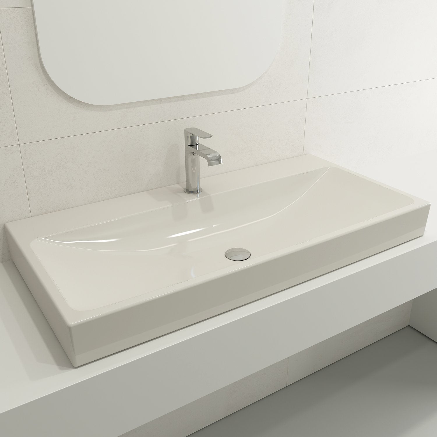 Scala Arch Wall-Mounted Sink Fireclay 39.75 in. 1-Hole 1079