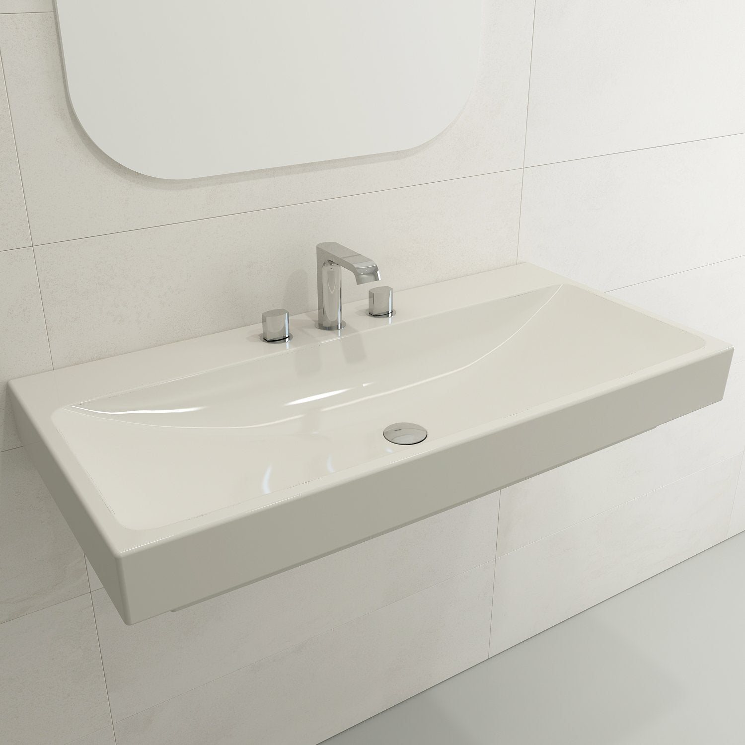 Scala Arch Wall-Mounted Sink Fireclay 39.75 in. 3-Hole 1079