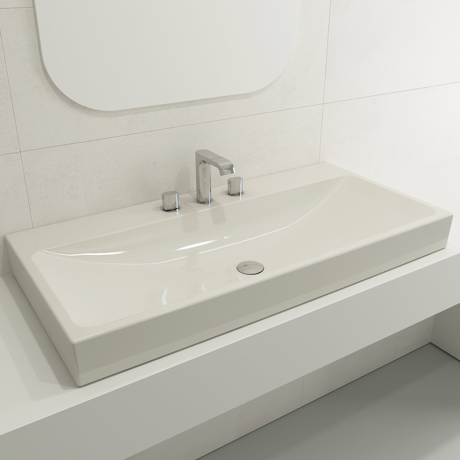 Scala Arch Wall-Mounted Sink Fireclay 39.75 in. 3-Hole 1079