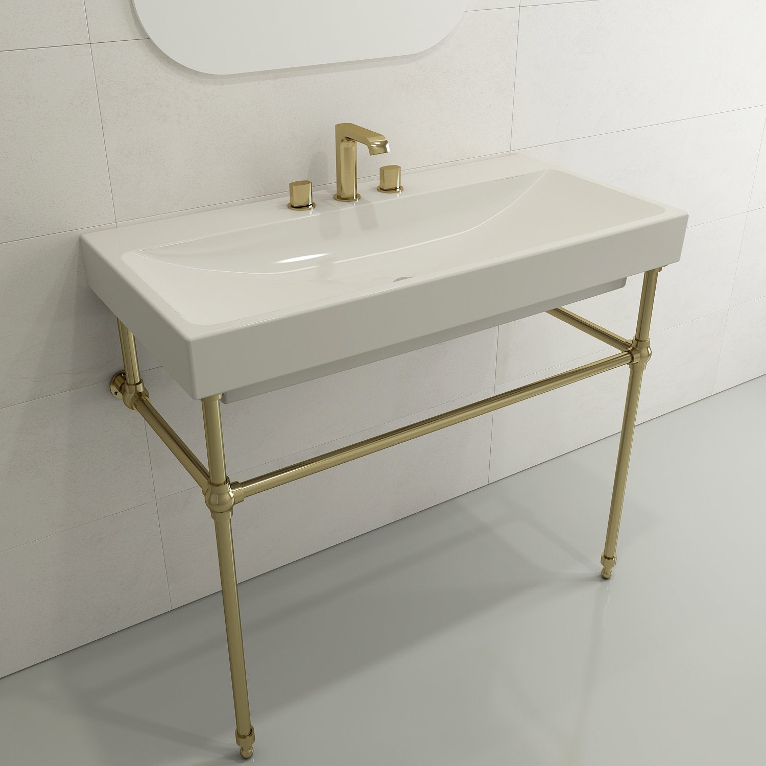 Scala Arch Wall-Mounted Sink Fireclay 39.75 in. 3-Hole 1079