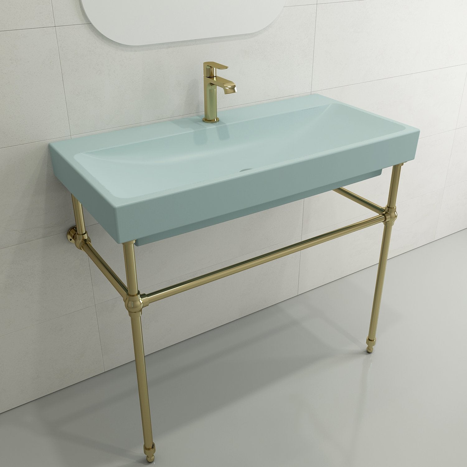 Scala Arch Wall-Mounted Sink Fireclay 39.75 in. 1-Hole 1079