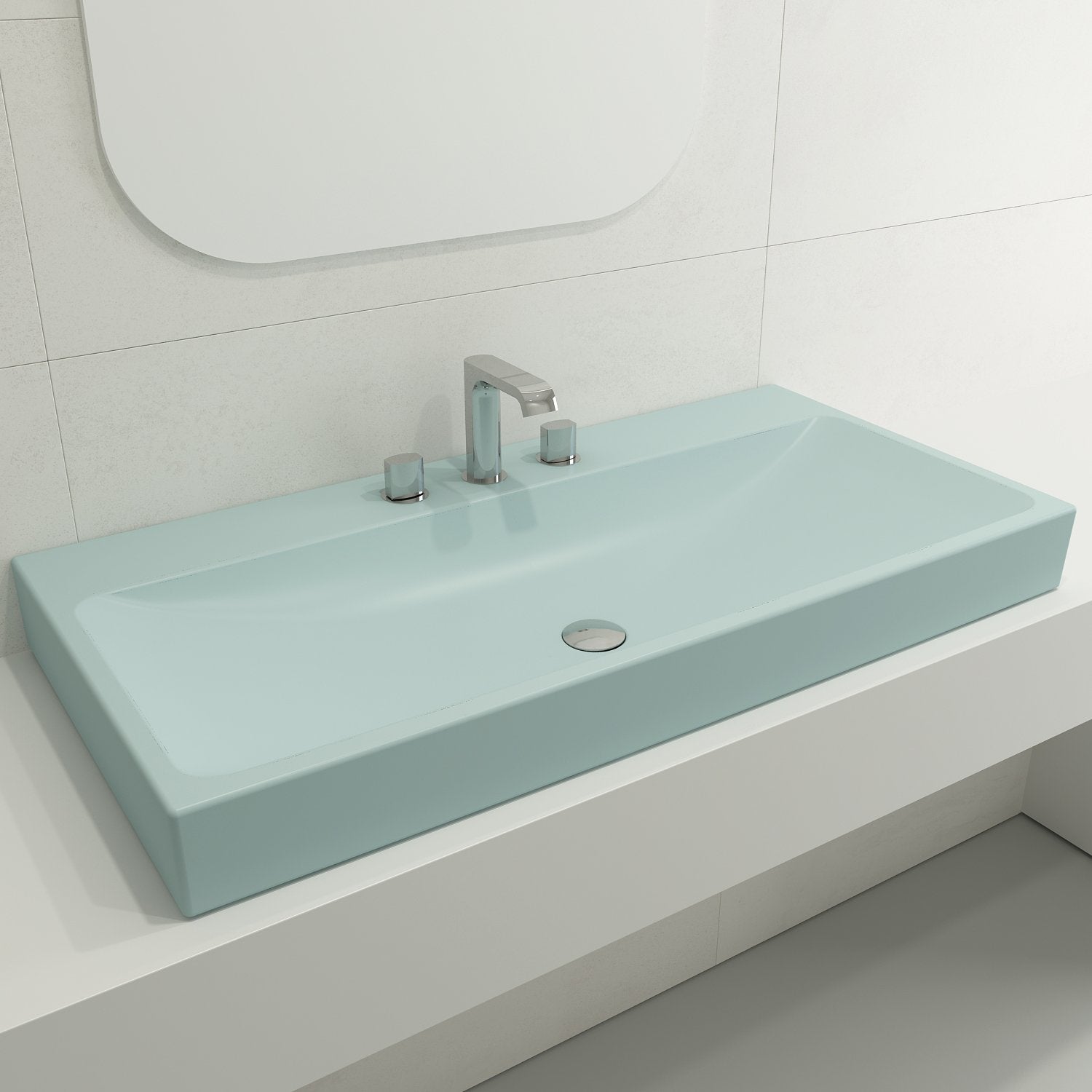 Scala Arch Wall-Mounted Sink Fireclay 39.75 in. 3-Hole 1079
