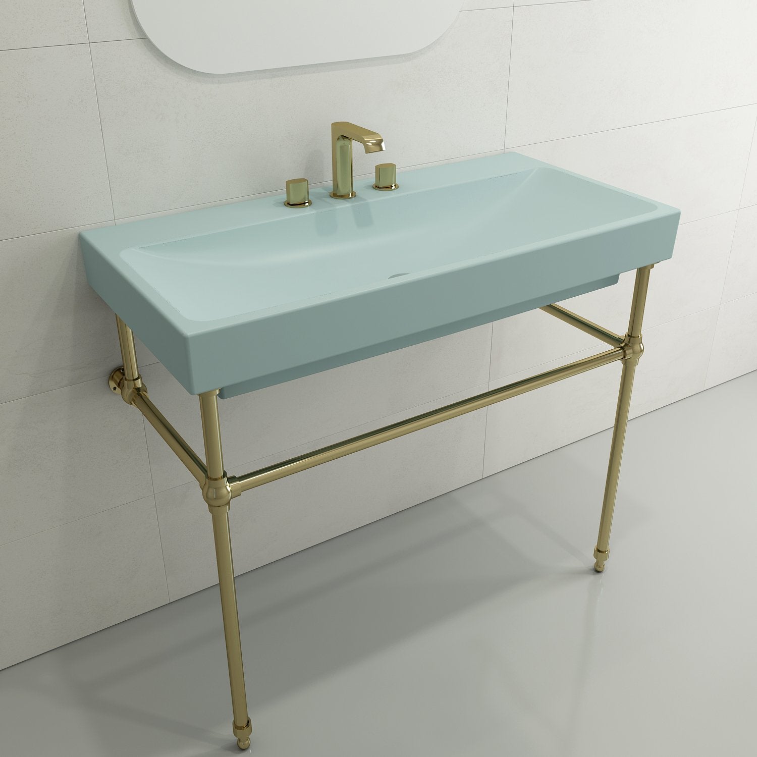 Scala Arch Wall-Mounted Sink Fireclay 39.75 in. 3-Hole 1079