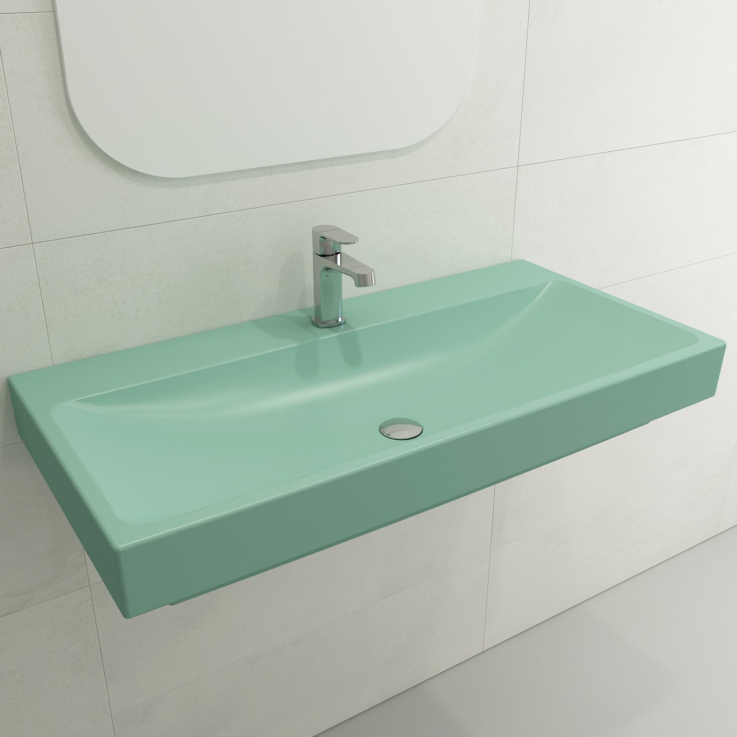 Scala Arch Wall-Mounted Sink Fireclay 39.75 in. 1-Hole 1079