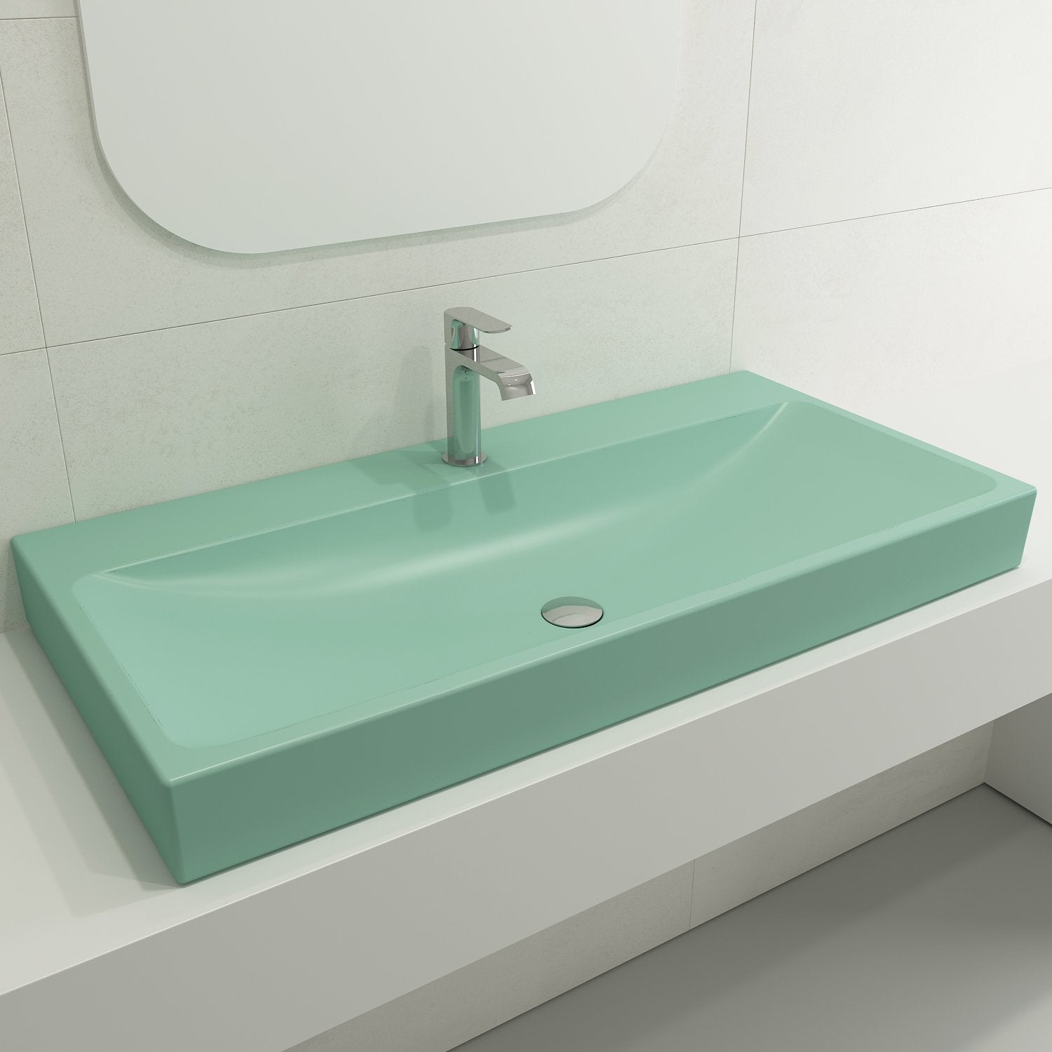 Scala Arch Wall-Mounted Sink Fireclay 39.75 in. 1-Hole 1079