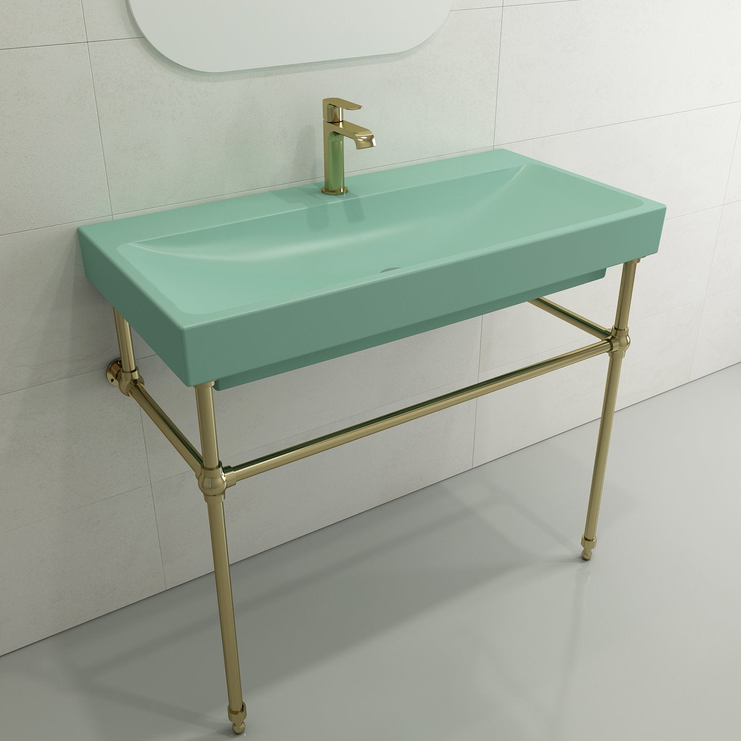 Scala Arch Wall-Mounted Sink Fireclay 39.75 in. 1-Hole 1079