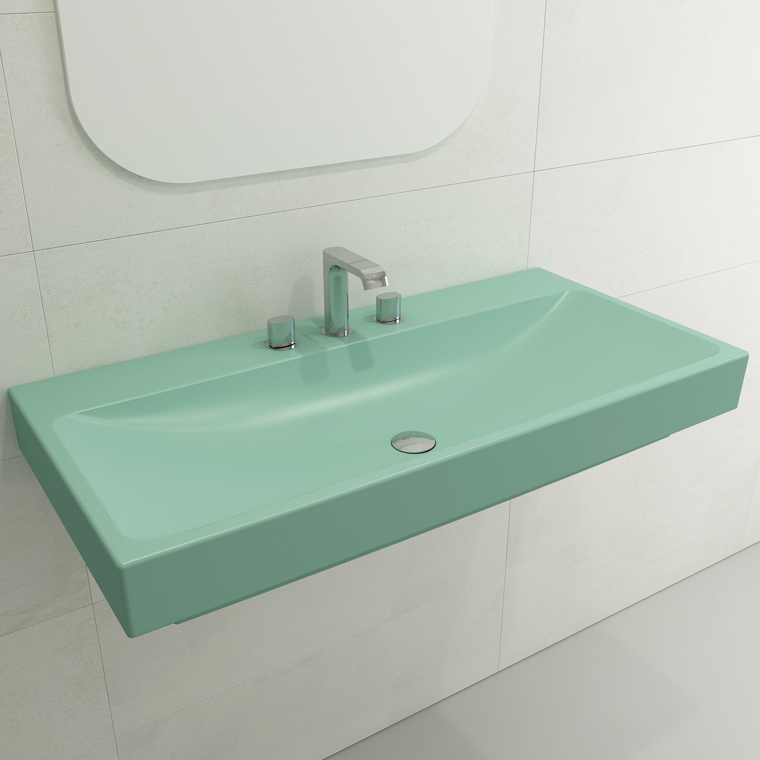 Scala Arch Wall-Mounted Sink Fireclay 39.75 in. 3-Hole 1079