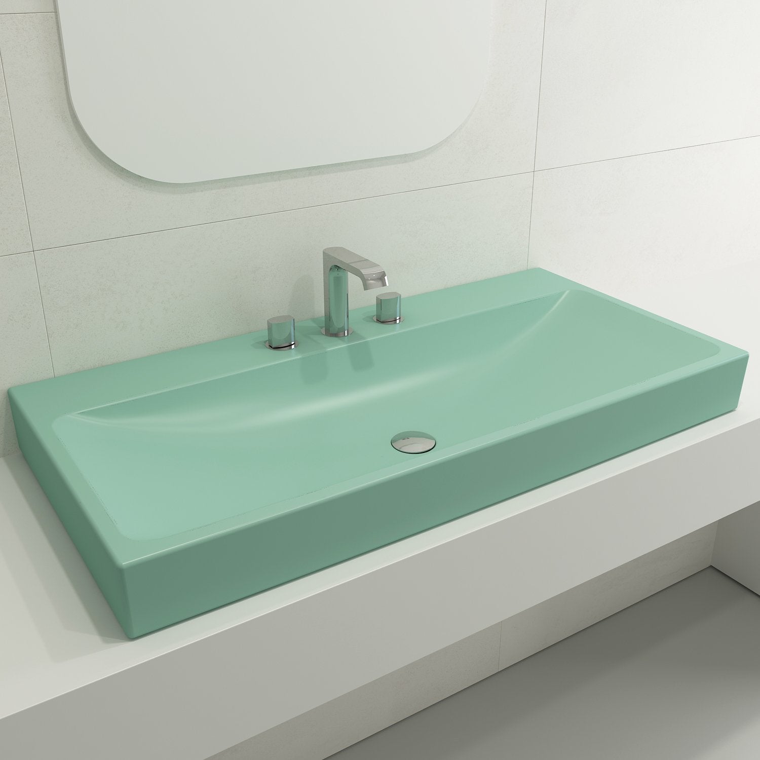 Scala Arch Wall-Mounted Sink Fireclay 39.75 in. 3-Hole 1079