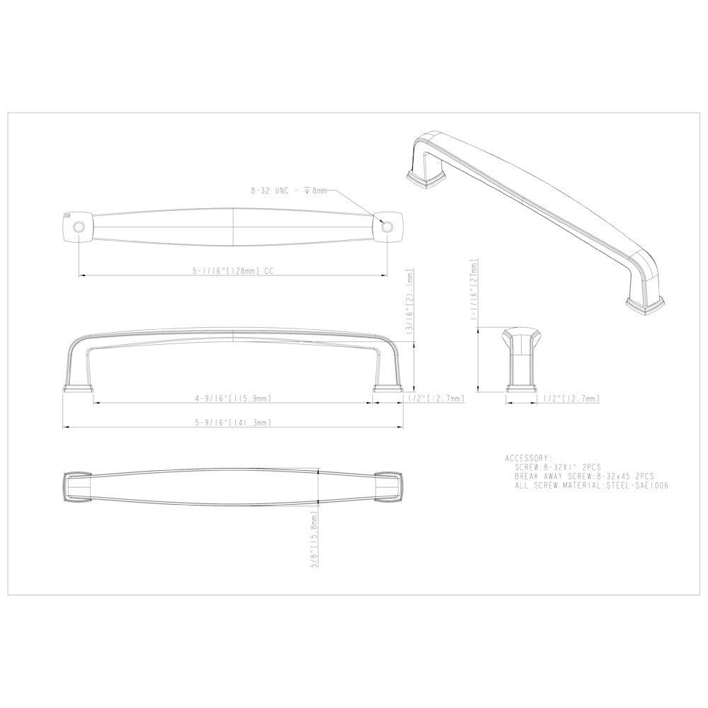 Hardware Resources 96 mm Center-to-Center Satin Nickel Square Milan 1 Cabinet Pull