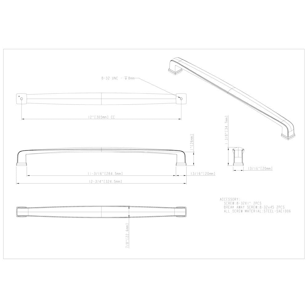 Hardware Resources 96 mm Center-to-Center Satin Nickel Square Milan 1 Cabinet Pull