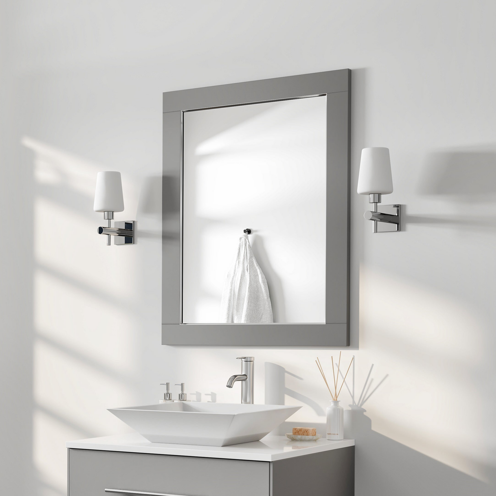Eviva Aberdeen 72" x 30" Rectangular White Wooden Framed Mirror