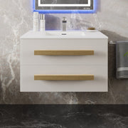Eviva Element Wall Mount Bath Vanity with Solid Surface Top and Integrated Sink