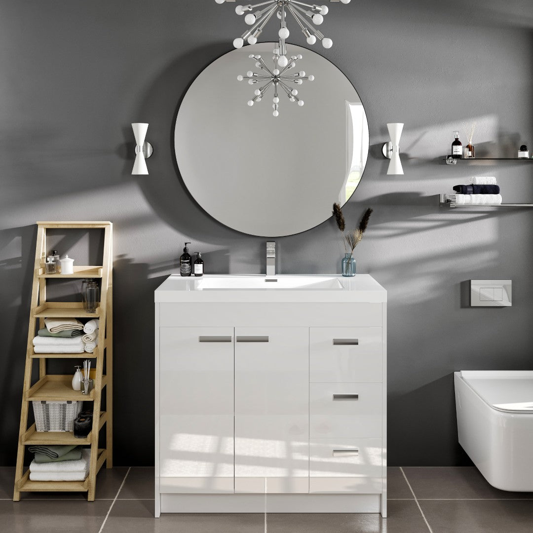 EVIVA Round 36 Inch Frameless Mirror with Bevel Edge