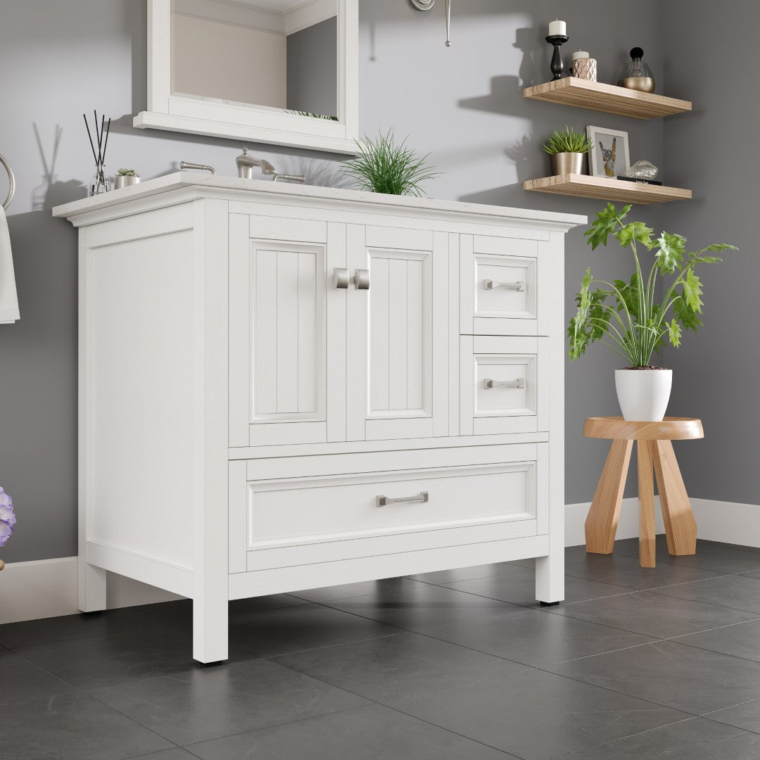 Eviva Britney Bath Vanity with Carrara Quartz Top and Undermount Porcelain Sink (24"-72")