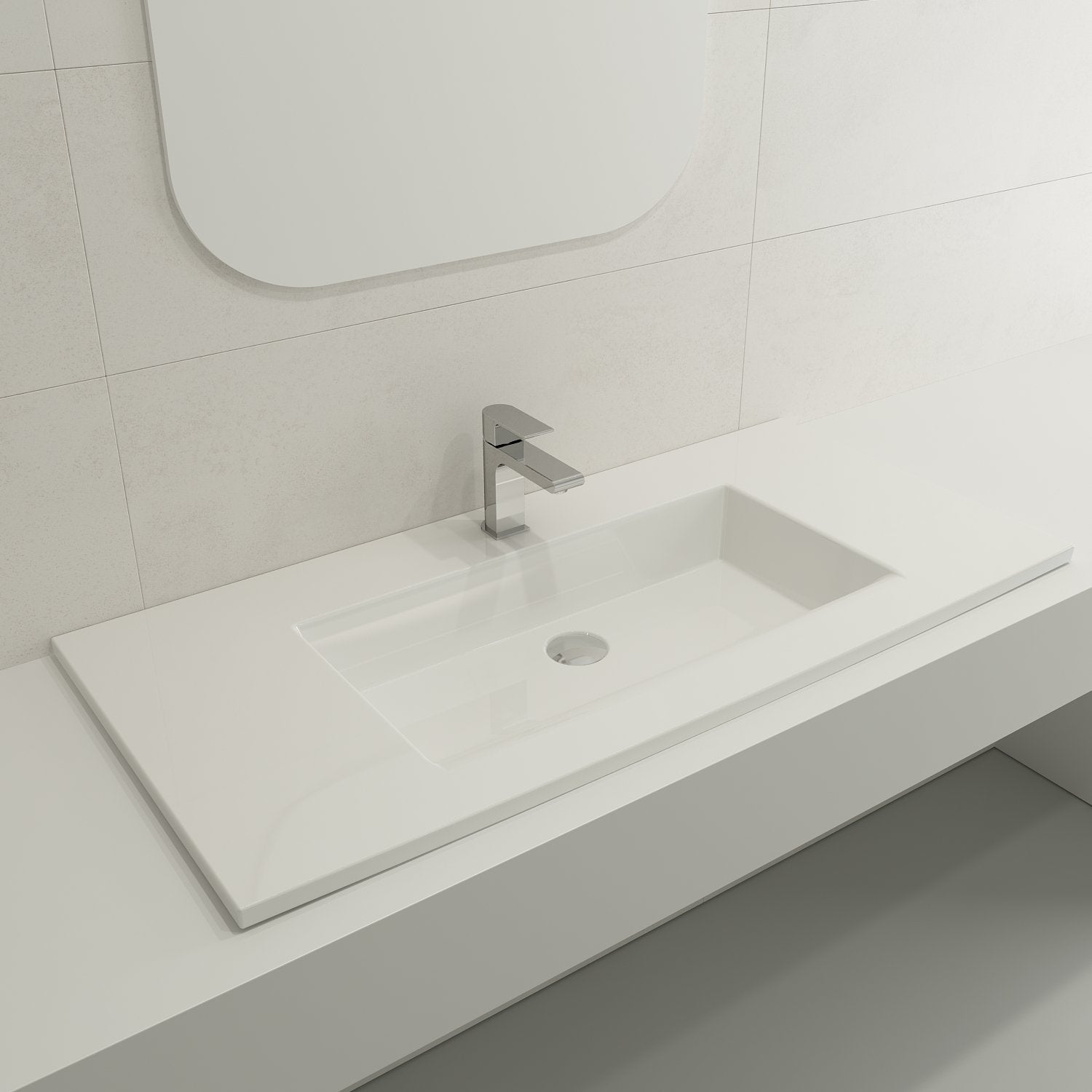 Ravenna Wall-Mounted Sink Fireclay 40.5 in. 1-Hole with Overflow 1105