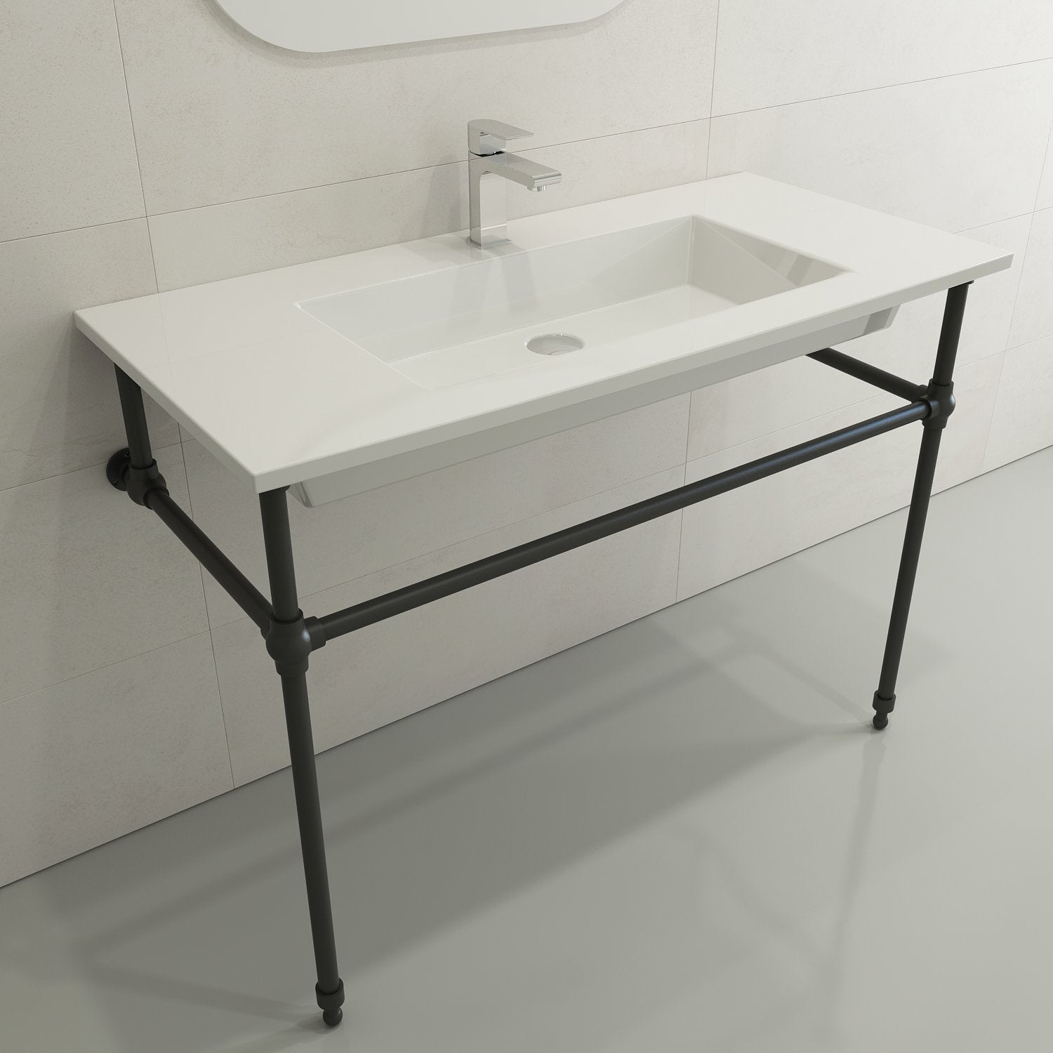 Ravenna Wall-Mounted Sink Fireclay 40.5 in. 1-Hole with Overflow 1105