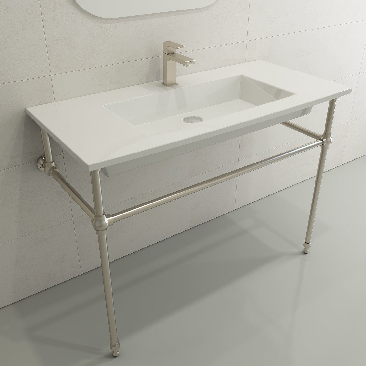 Ravenna Wall-Mounted Sink Fireclay 40.5 in. 1-Hole with Overflow 1105