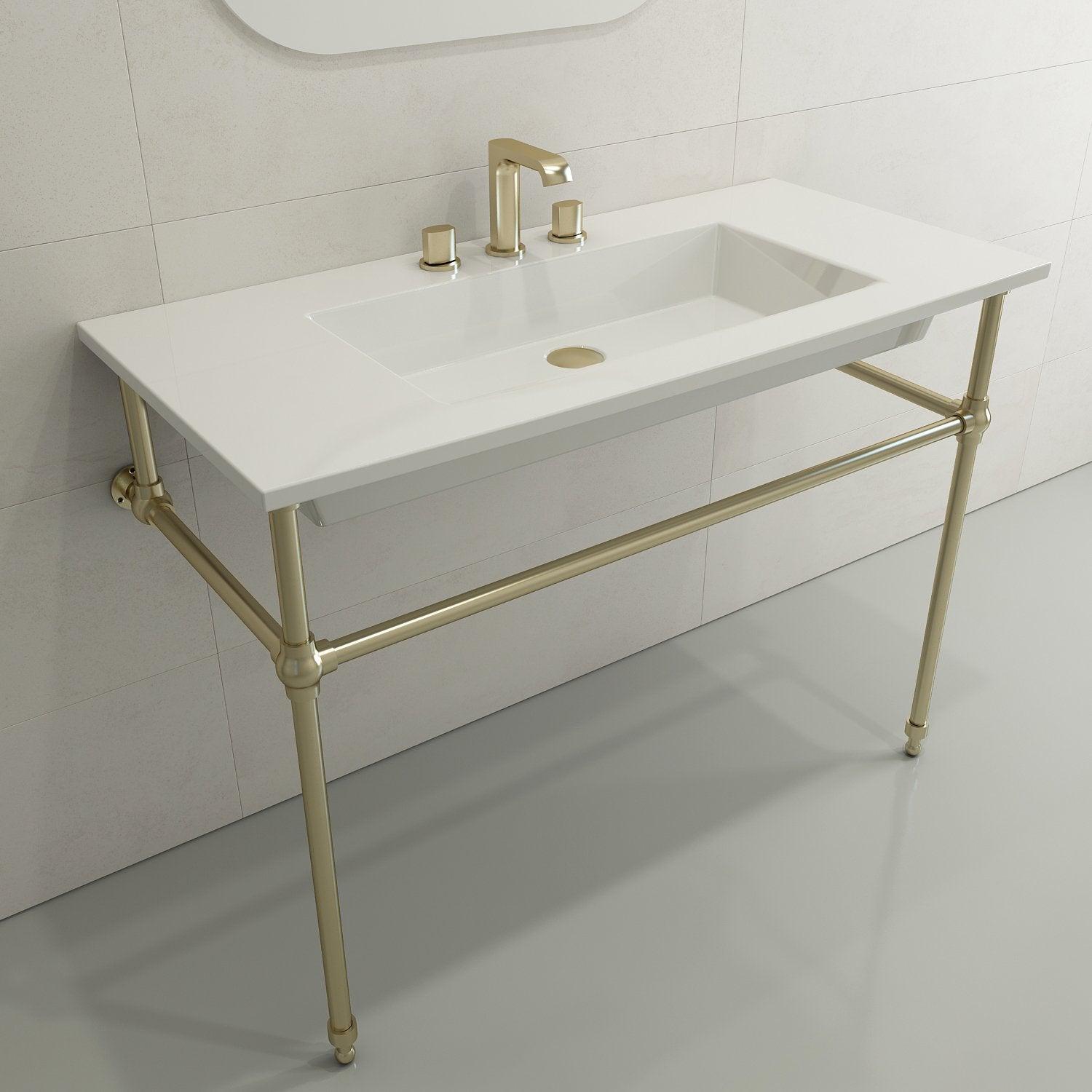 Ravenna Wall-Mounted Sink Fireclay 40.5 in. 3-Hole with Overflow 1105