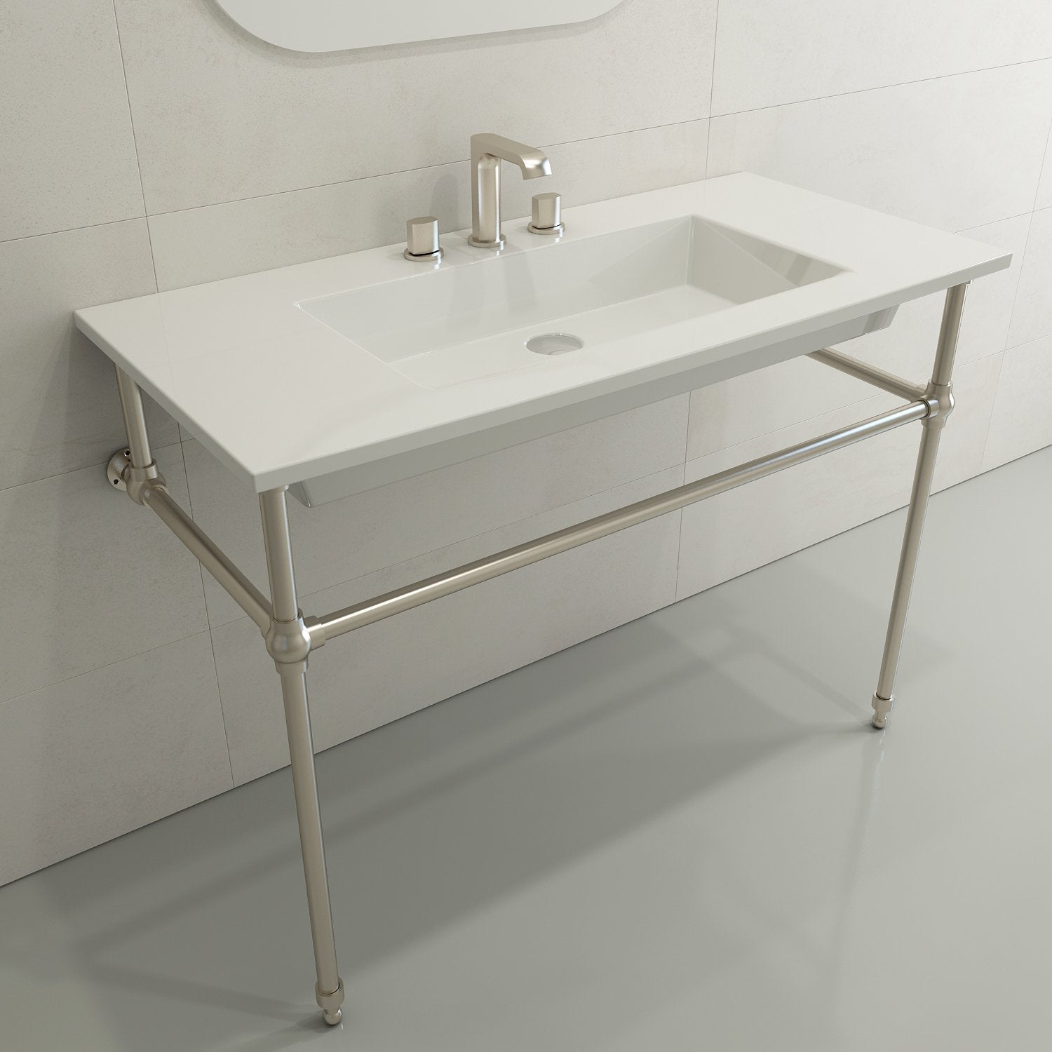 Ravenna Wall-Mounted Sink Fireclay 40.5 in. 3-Hole with Overflow 1105