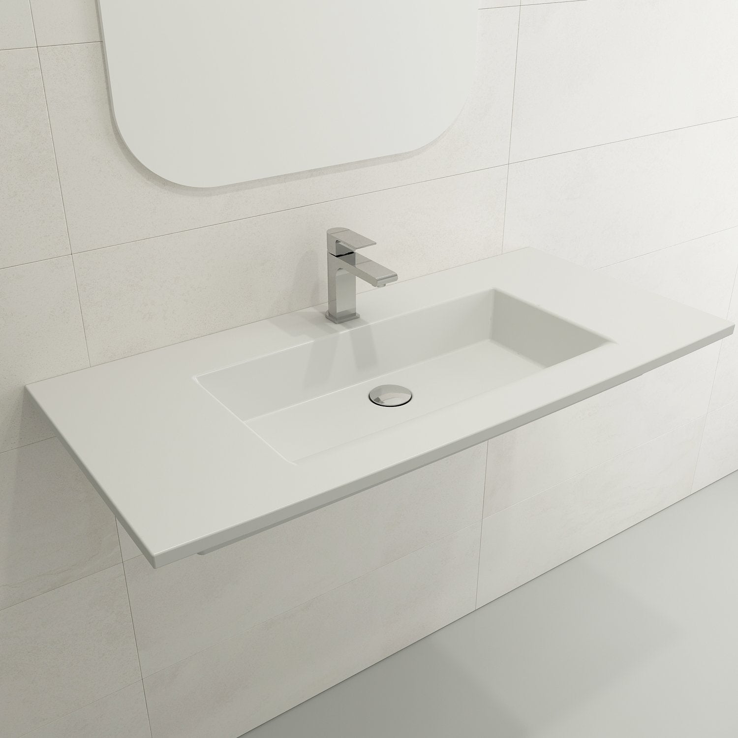 Ravenna Wall-Mounted Sink Fireclay 40.5 in. 1-Hole with Overflow 1105