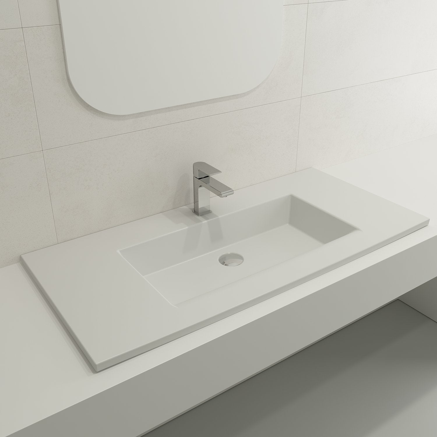 Ravenna Wall-Mounted Sink Fireclay 40.5 in. 1-Hole with Overflow 1105