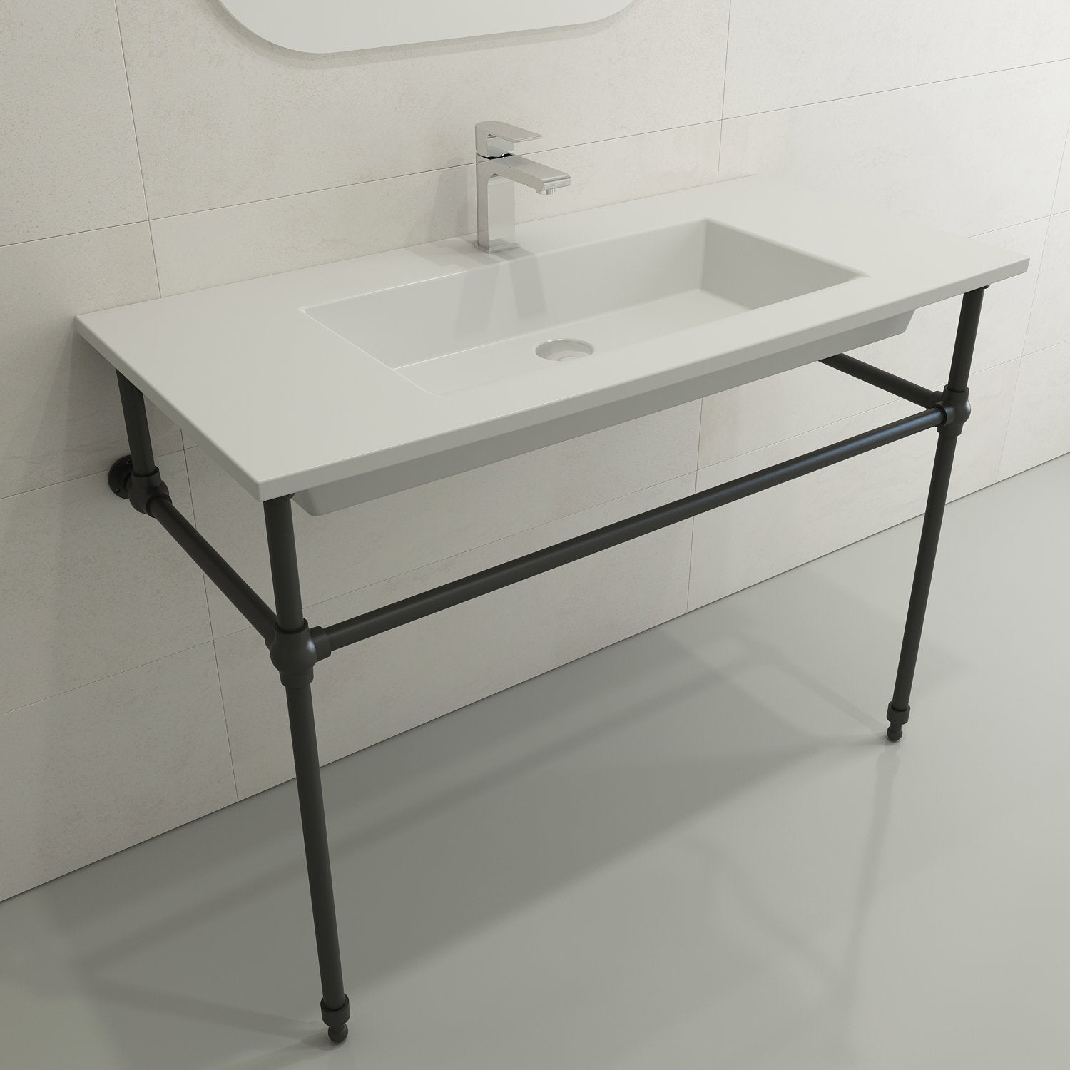 Ravenna Wall-Mounted Sink Fireclay 40.5 in. 1-Hole with Overflow 1105
