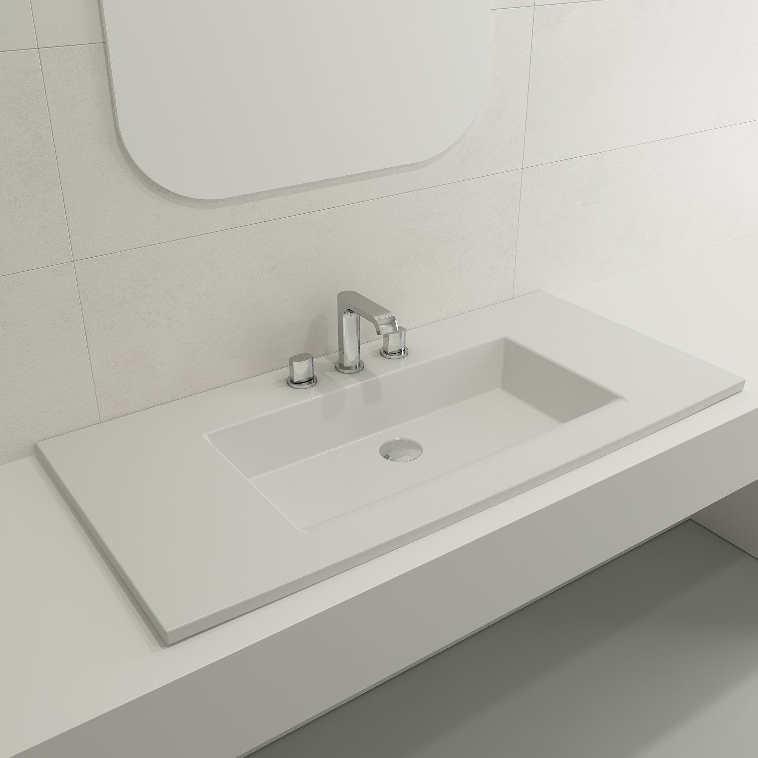 Ravenna Wall-Mounted Sink Fireclay 40.5 in. 3-Hole with Overflow 1105