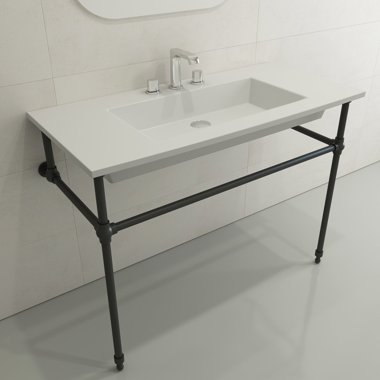 Ravenna Wall-Mounted Sink Fireclay 40.5 in. 3-Hole with Overflow 1105