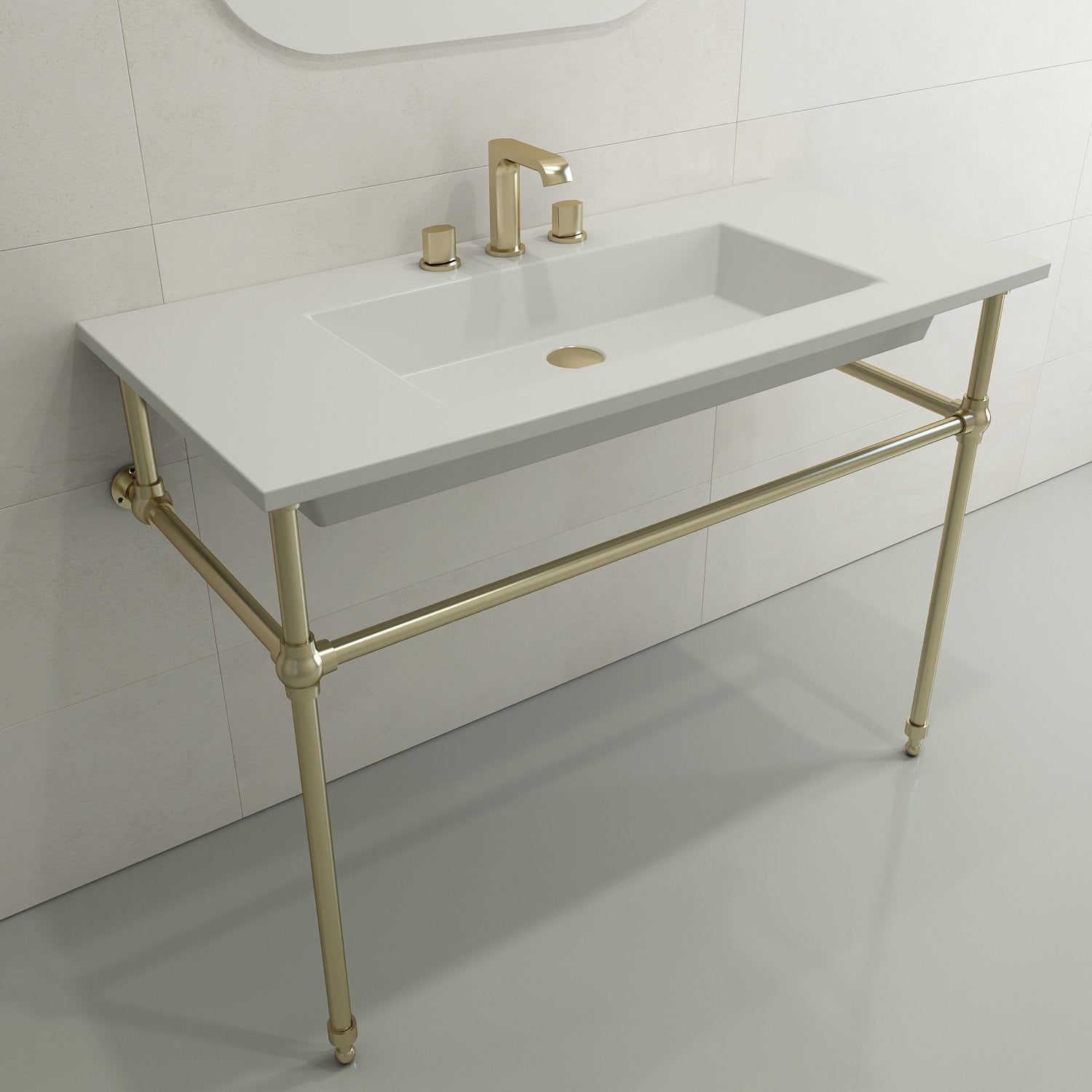 Ravenna Wall-Mounted Sink Fireclay 40.5 in. 3-Hole with Overflow 1105