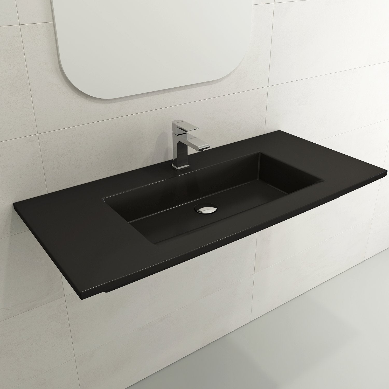 Ravenna Wall-Mounted Sink Fireclay 40.5 in. 1-Hole with Overflow 1105