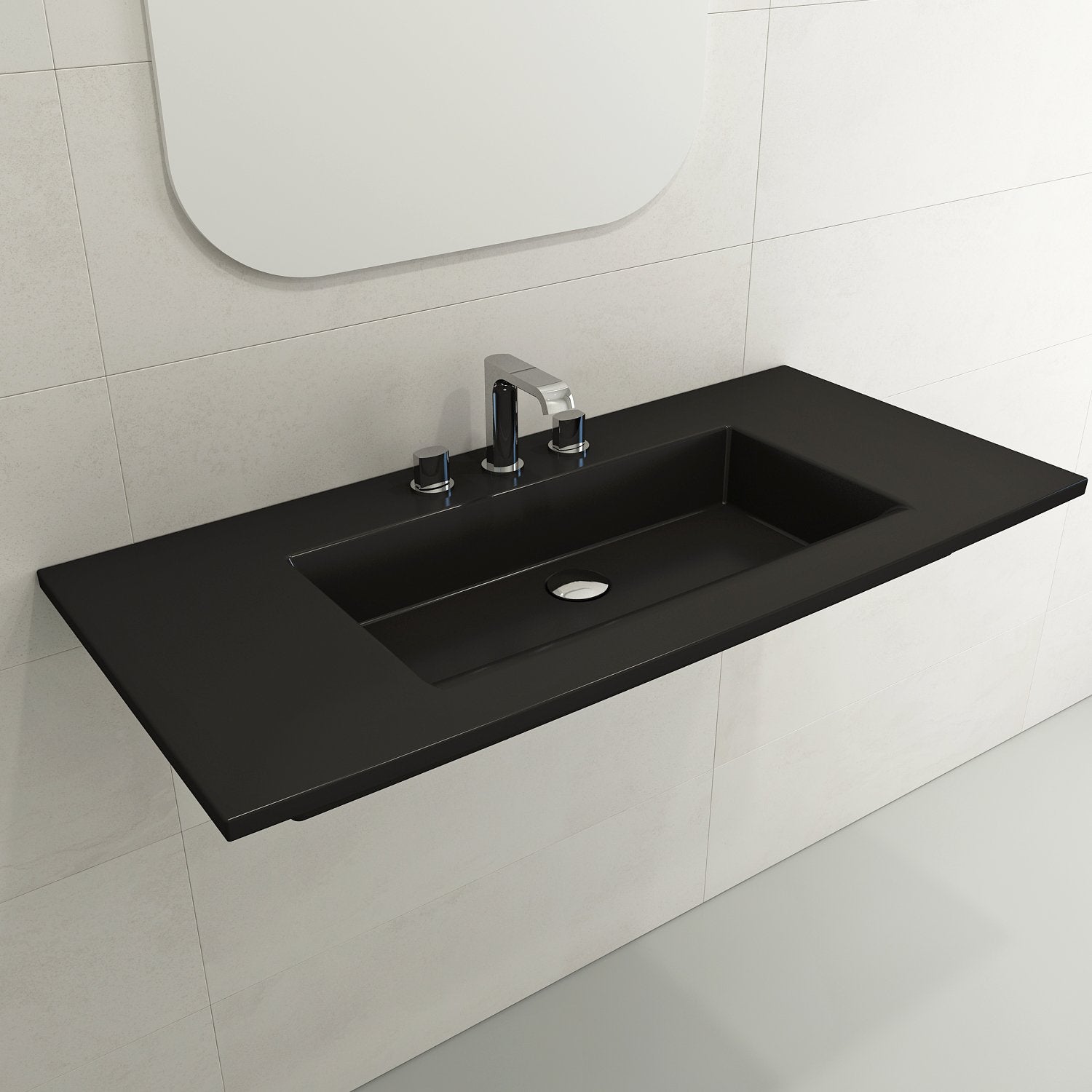 Ravenna Wall-Mounted Sink Fireclay 40.5 in. 3-Hole with Overflow 1105
