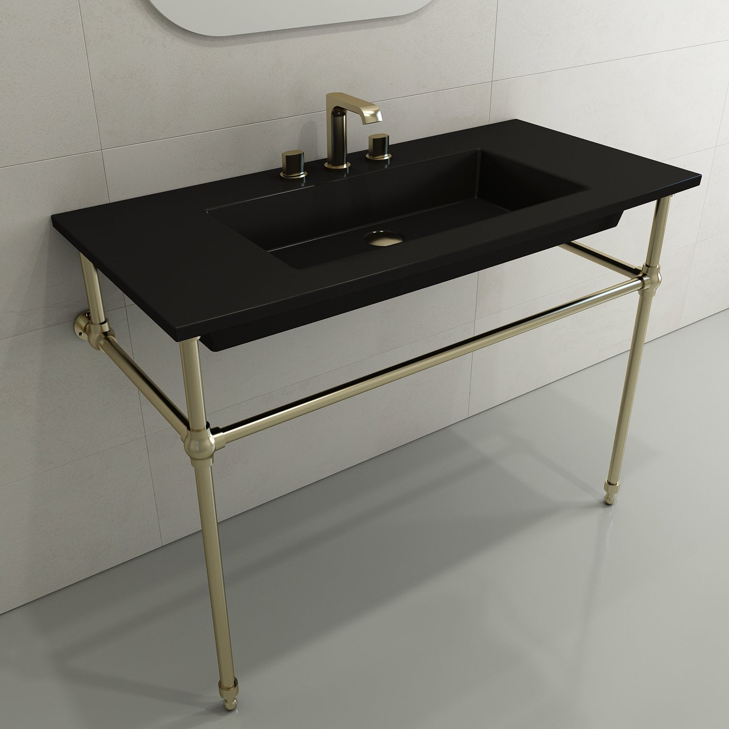 Ravenna Wall-Mounted Sink Fireclay 40.5 in. 3-Hole with Overflow 1105